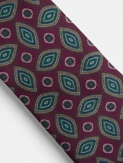 Corbata vintage motivo ovalado burdeos