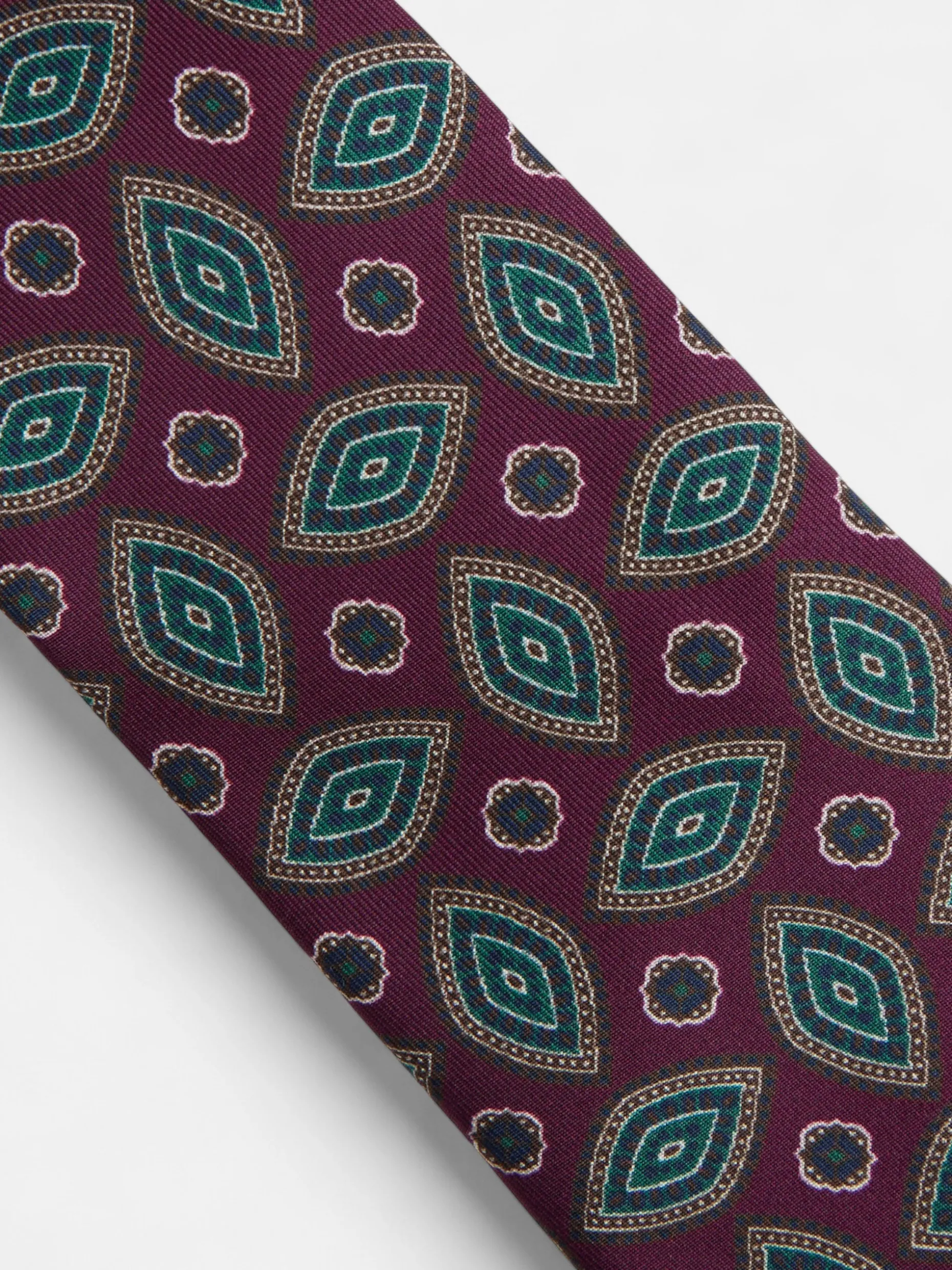 Corbata vintage motivo ovalado burdeos