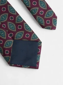 Corbata vintage motivo ovalado burdeos
