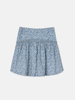 Falda girl estampado flores azul claro