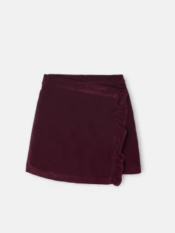 Falda girl volante pana granate