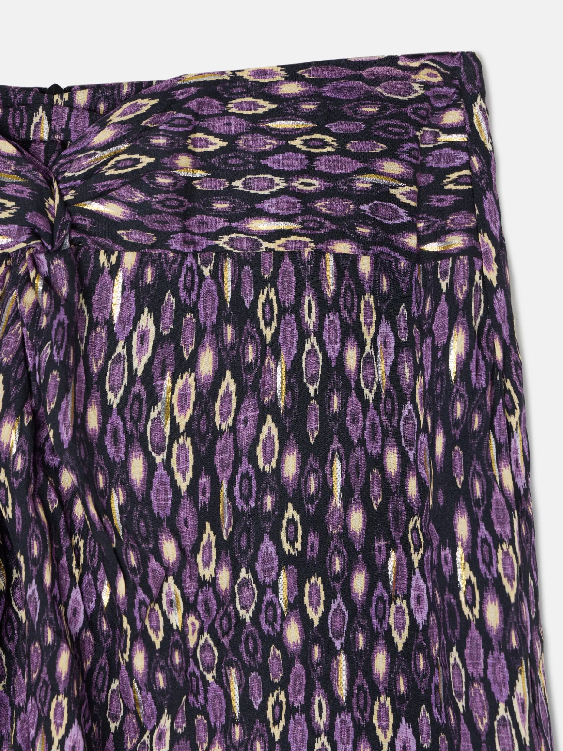 Falda midi abertura estampado ikat morados