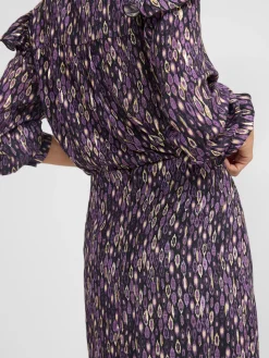 Falda midi abertura estampado ikat morados