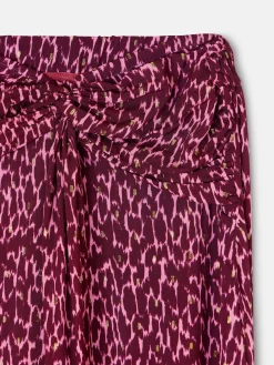 Falda midi asimetrica estampado lurex morados