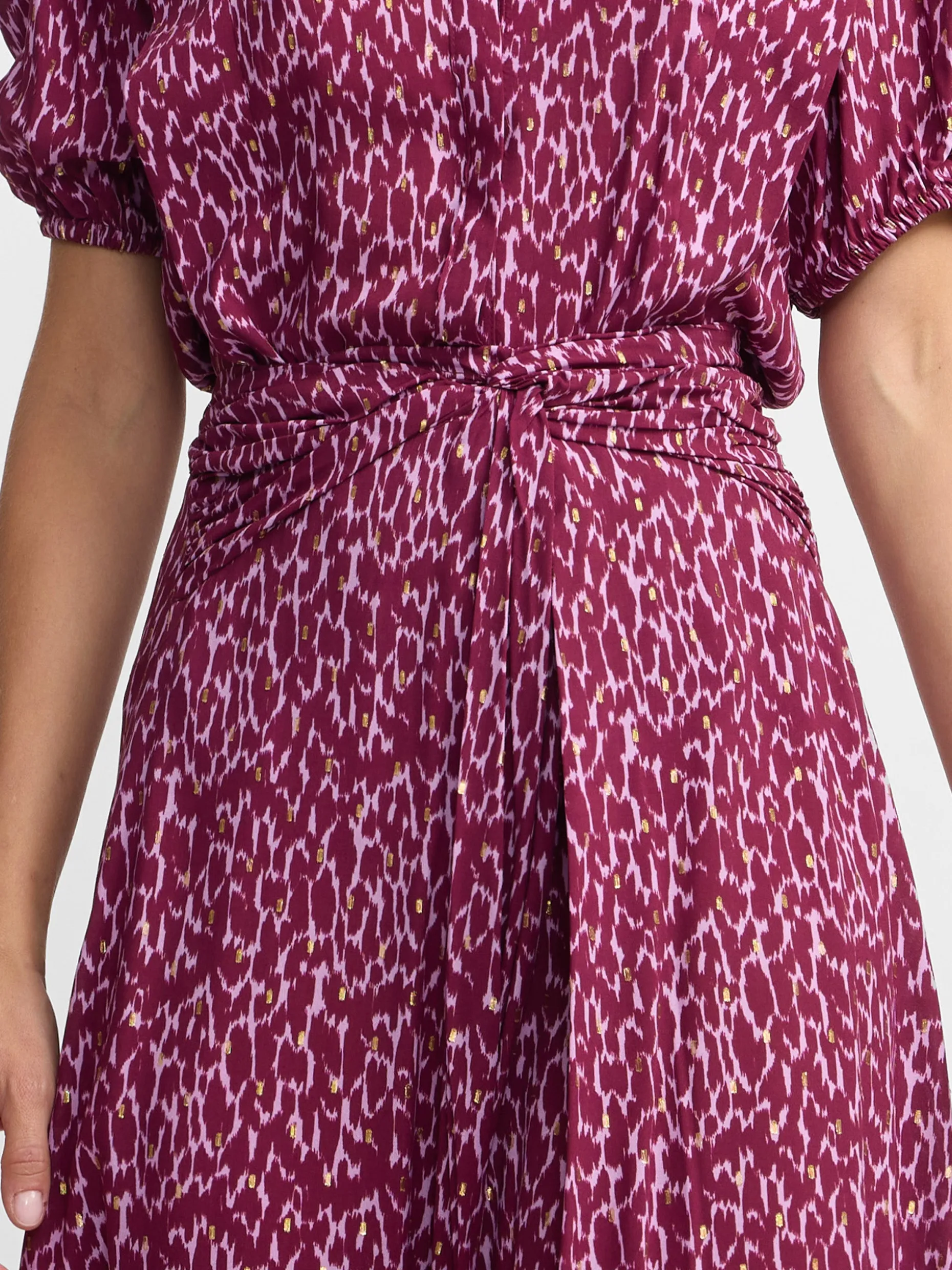 Falda midi asimetrica estampado lurex morados