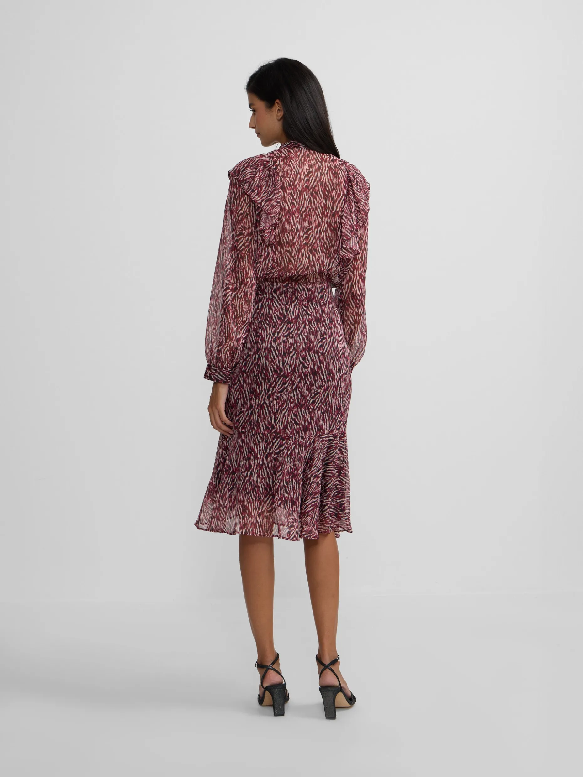 Falda midi estampado animal print burdeos