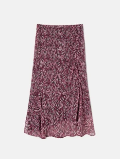 Falda midi estampado animal print burdeos
