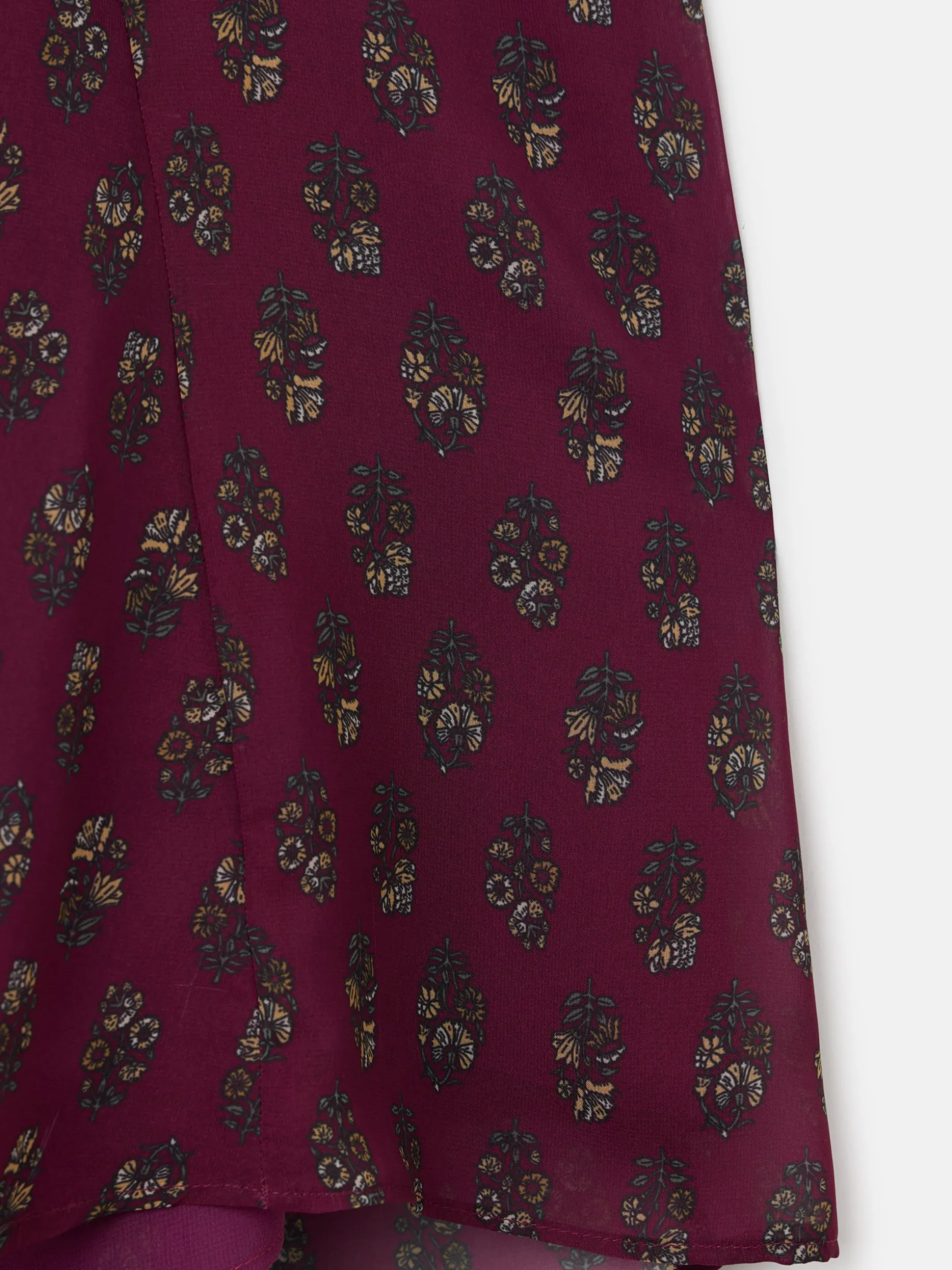 Falda midi estampado motivos burdeos