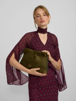 Falda midi estampado motivos burdeos