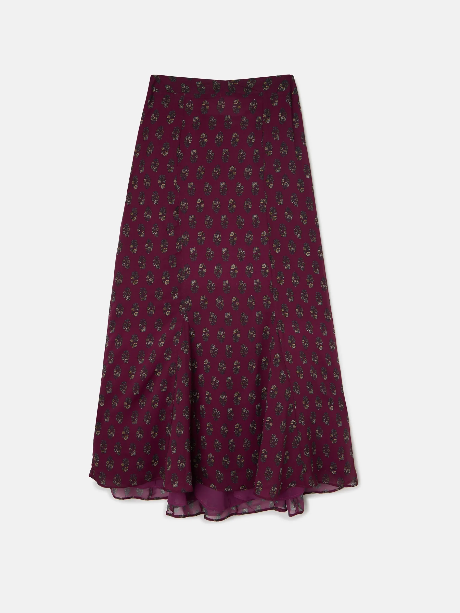 Falda midi estampado motivos burdeos