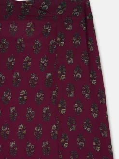 Falda midi estampado motivos burdeos