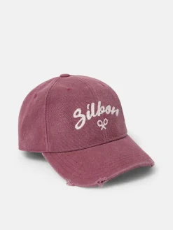 Gorra silbon desgastada burdeos