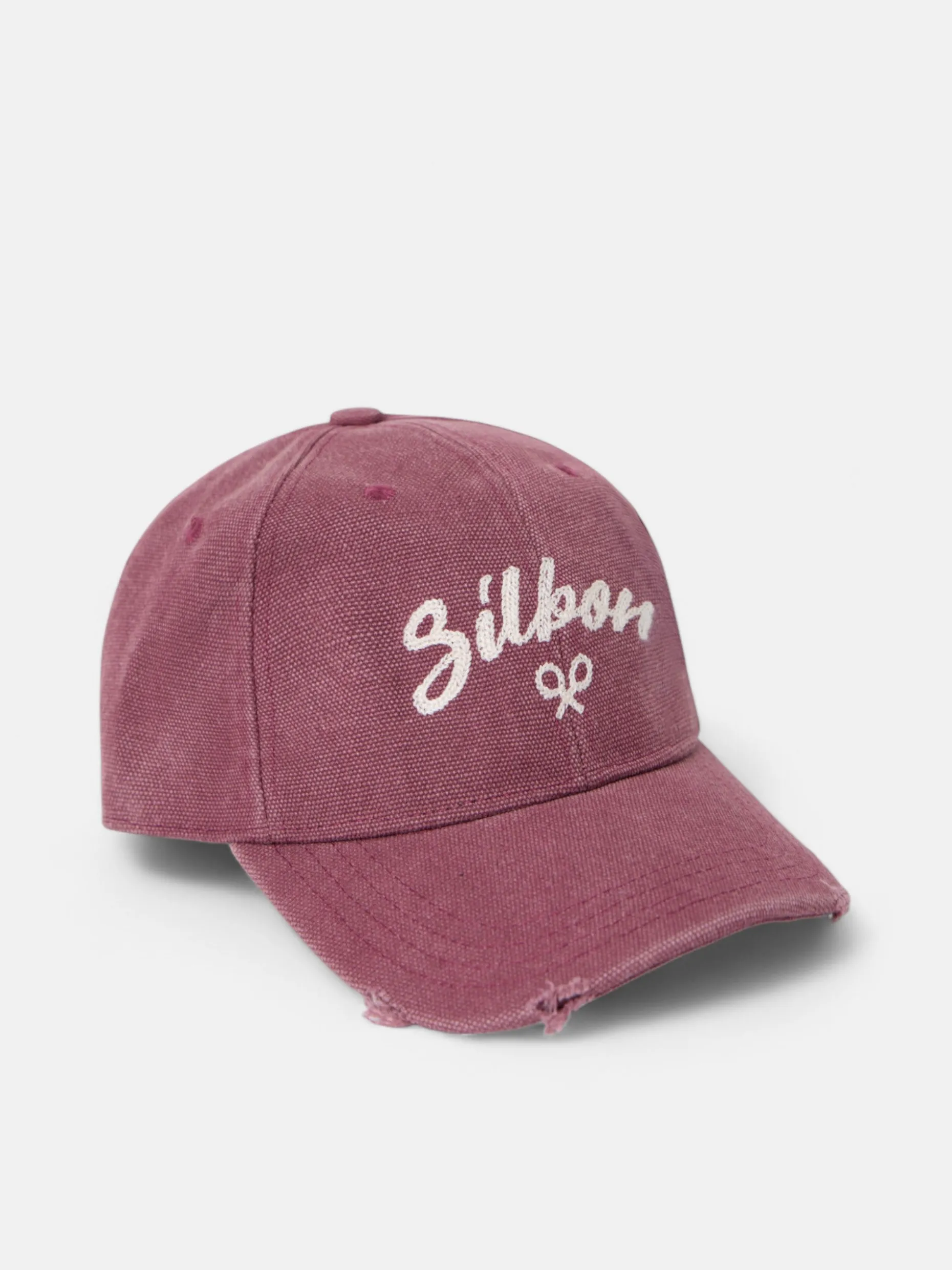 Gorra silbon desgastada burdeos