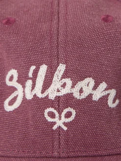 Gorra silbon desgastada burdeos