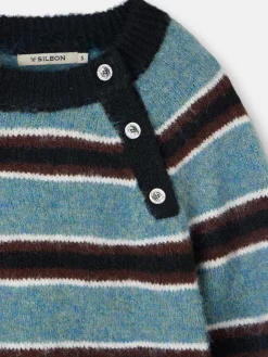 Jersey botones rayas azul y negro