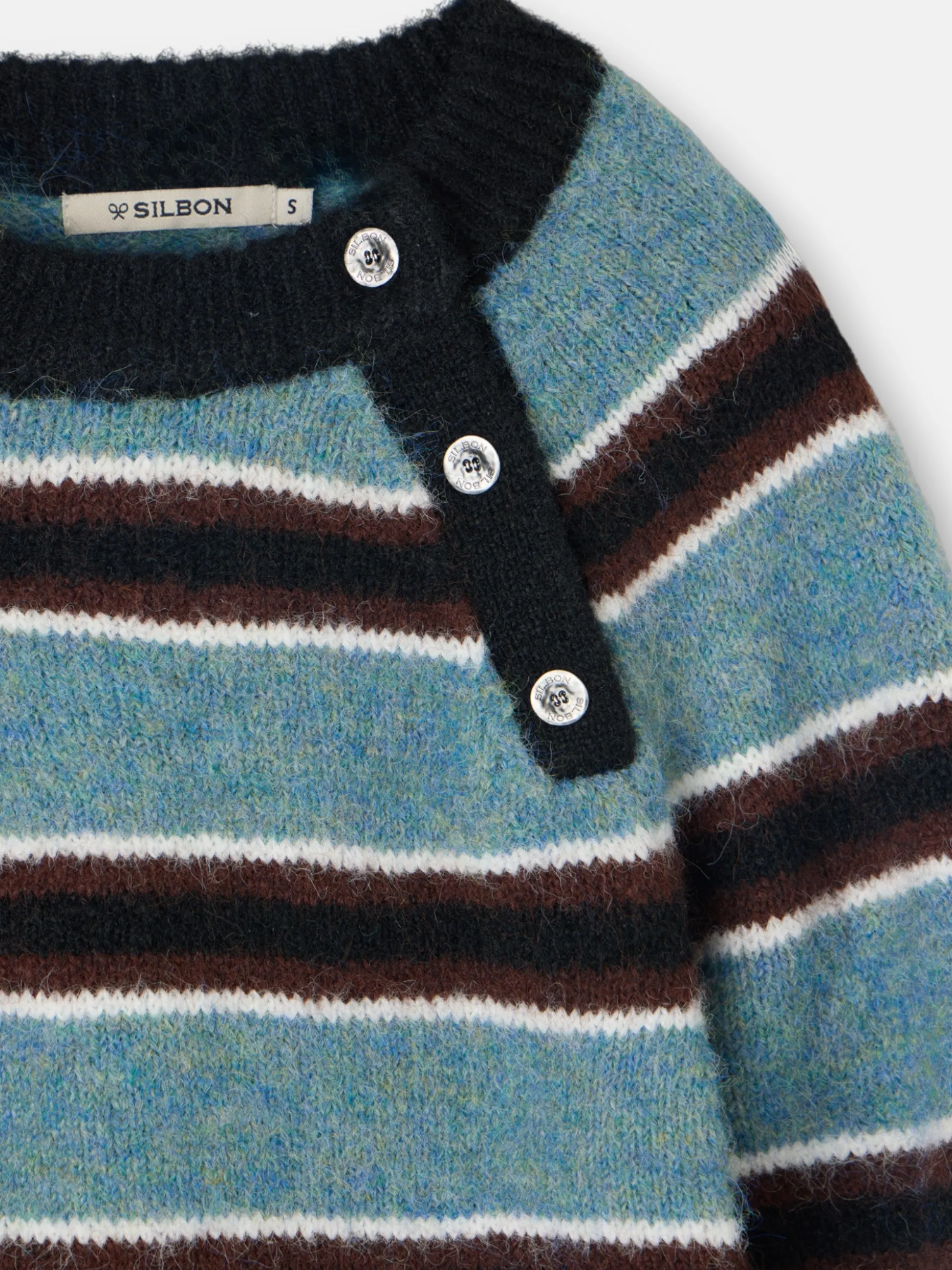 Jersey botones rayas azul y negro