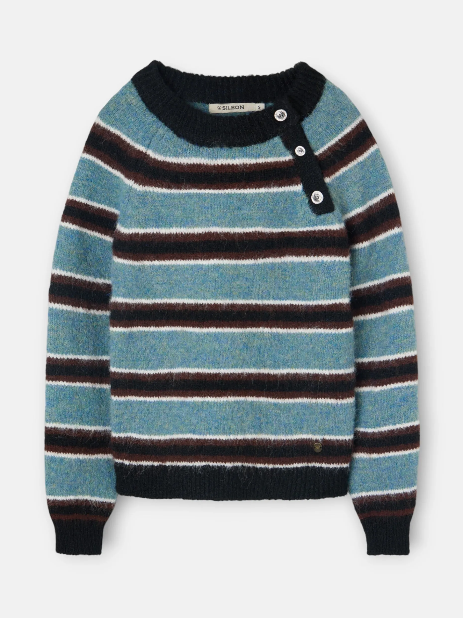 Jersey botones rayas azul y negro