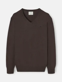 Jersey classic cuello pico marron