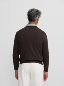 Jersey classic cuello pico marron