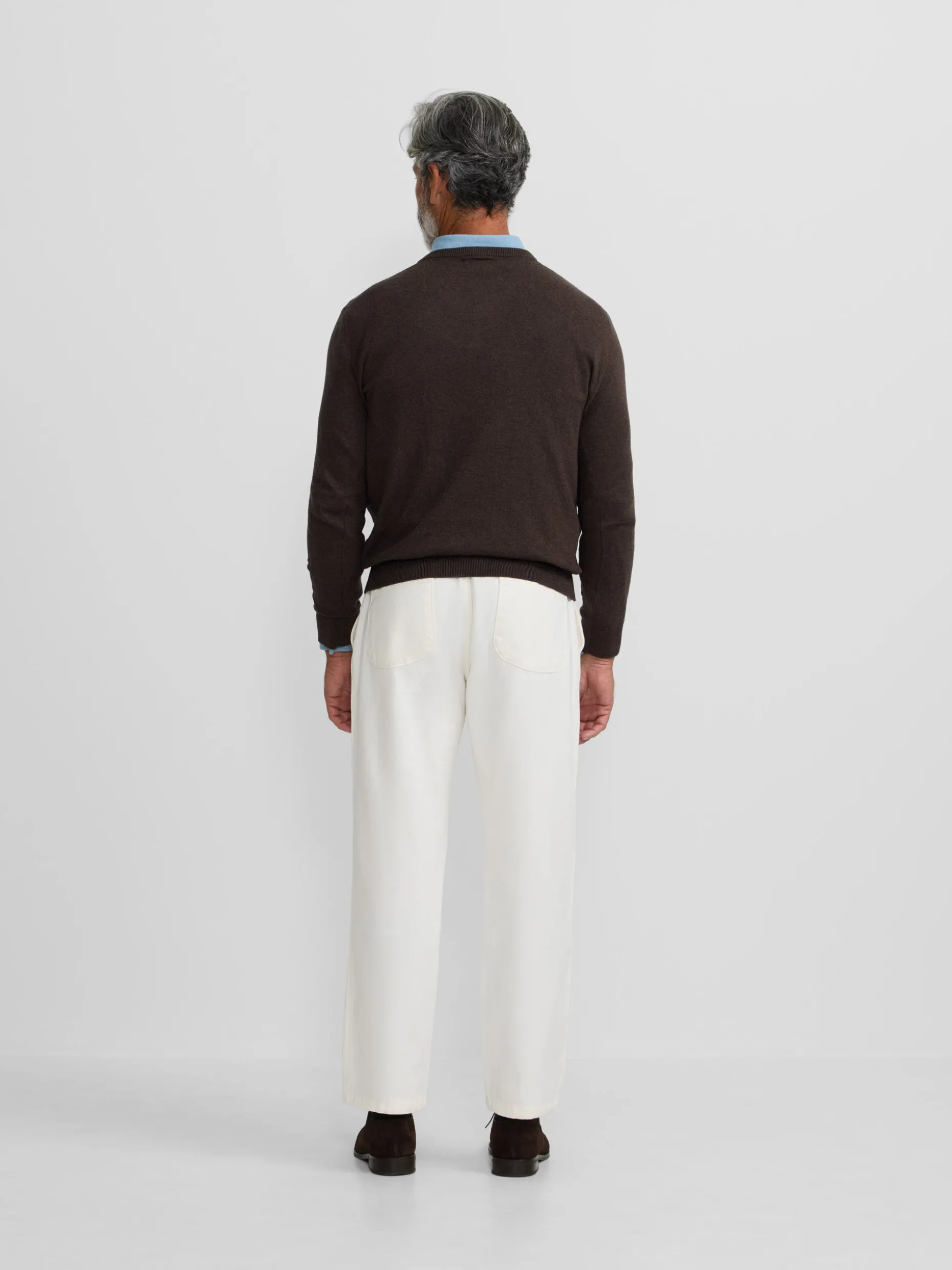 Jersey classic cuello pico marron