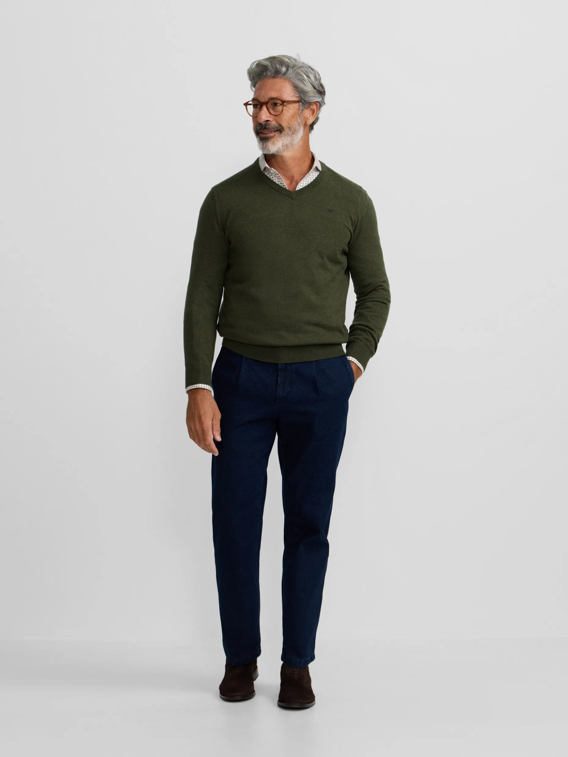 Jersey classic cuello pico verde