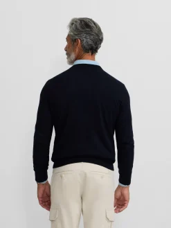 Jersey classic cuello pico azul marino