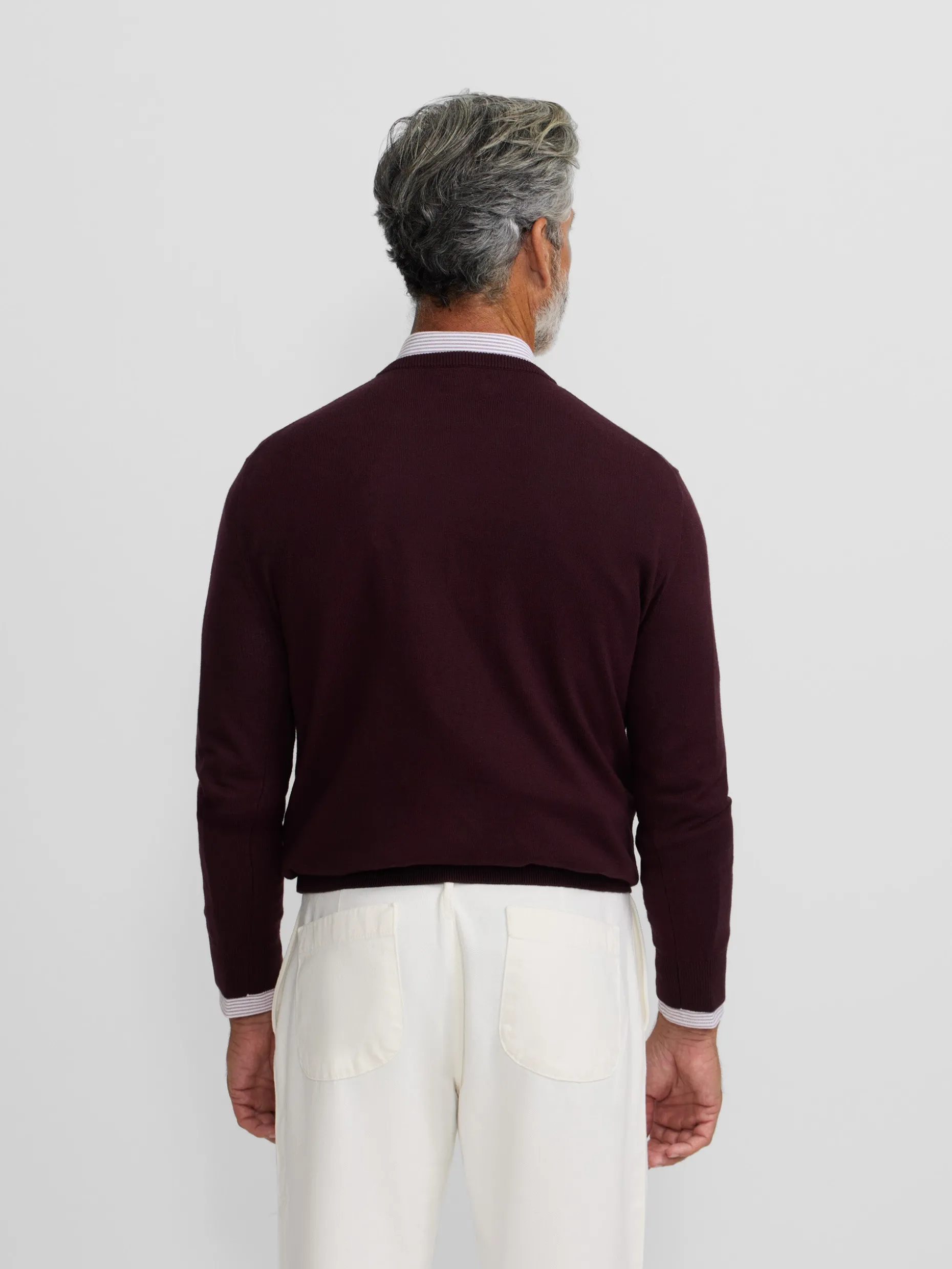 Jersey classic cuello pico burdeos
