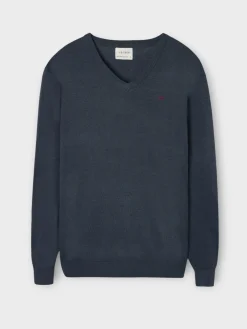 Jersey classic cuello pico azul gris