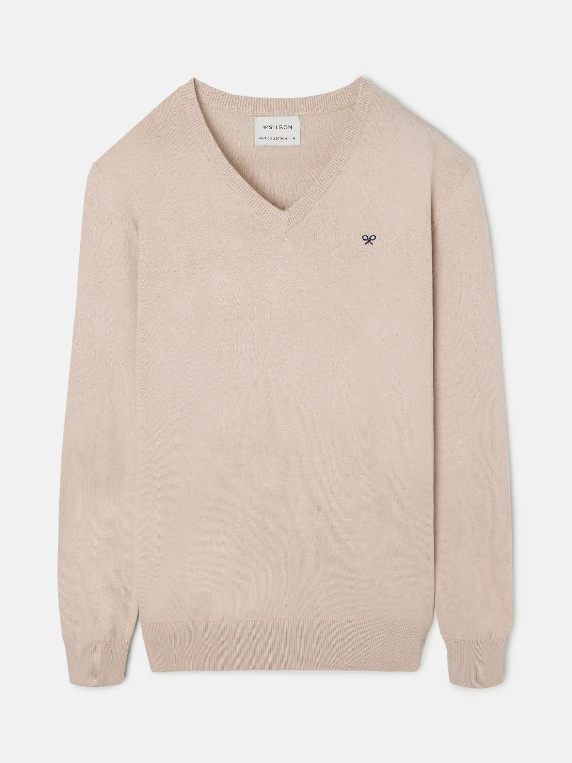 Jersey classic cuello pico beige