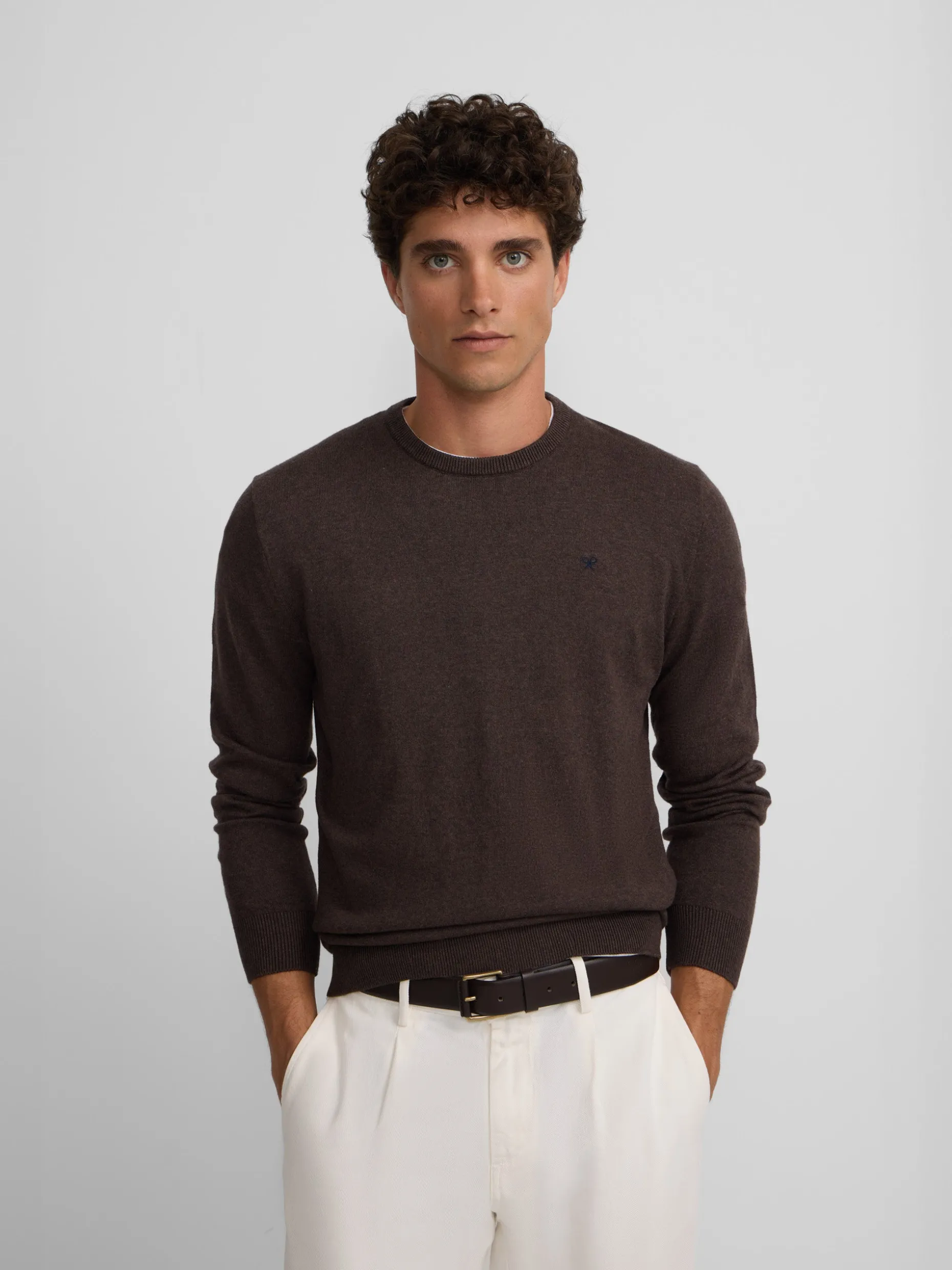 Jersey classic cuello redondo marron