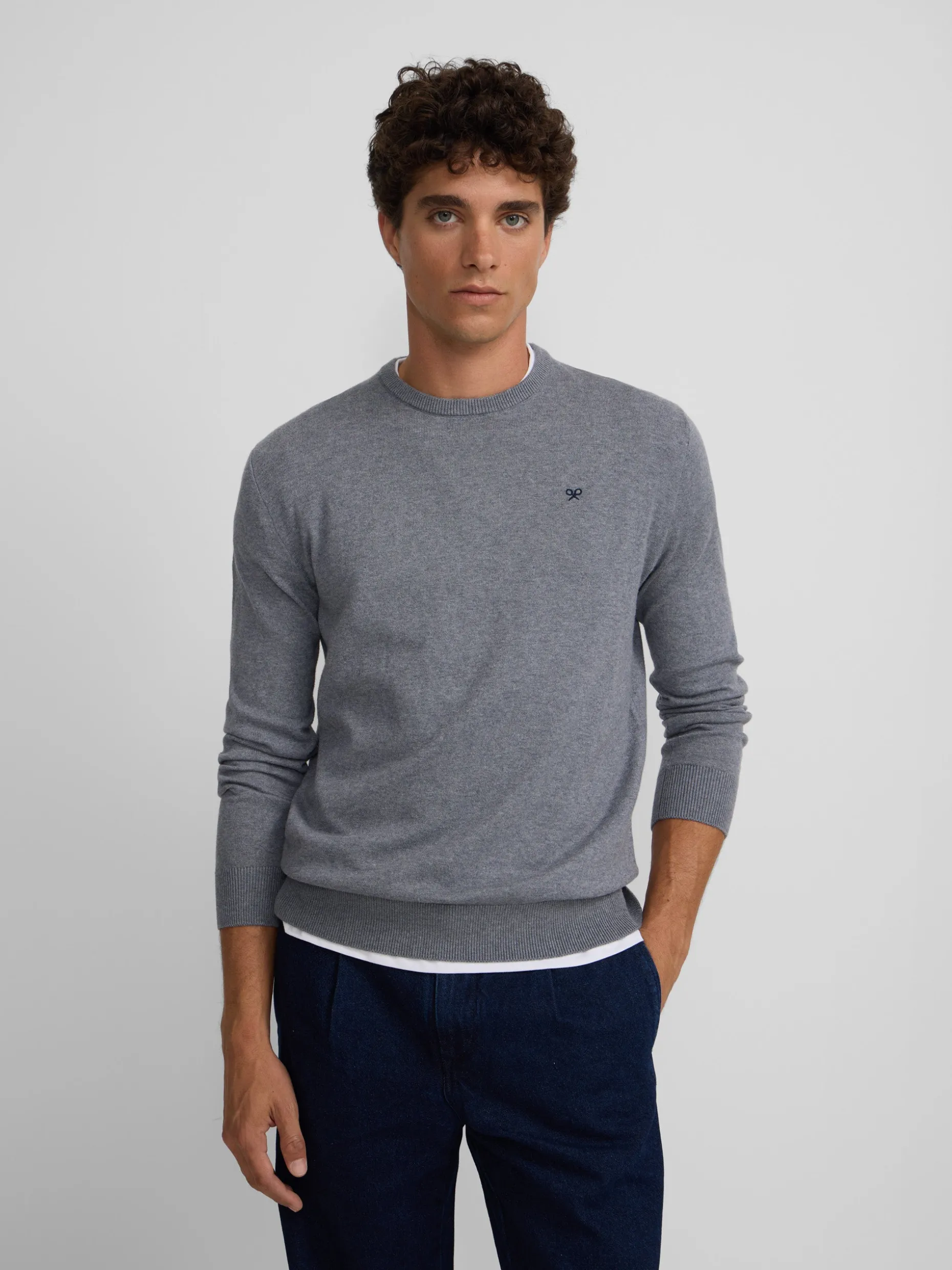 Jersey classic cuello redondo gris