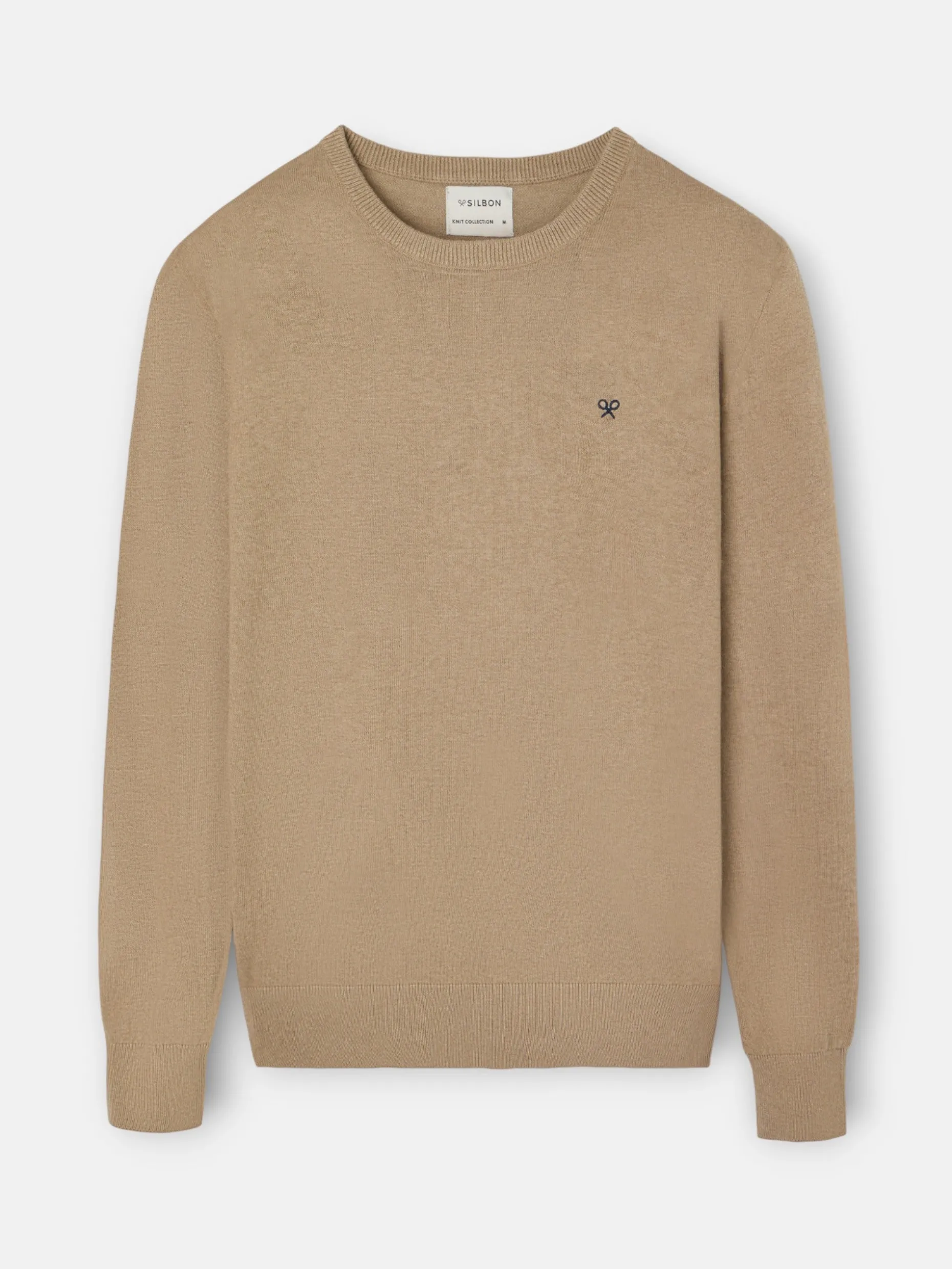 Jersey classic cuello redondo beige oscuro