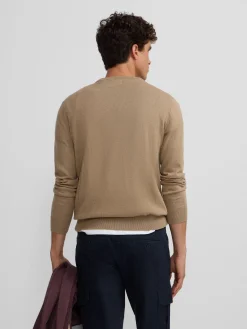 Jersey classic cuello redondo beige oscuro