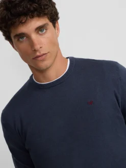 Jersey classic cuello redondo azul gris