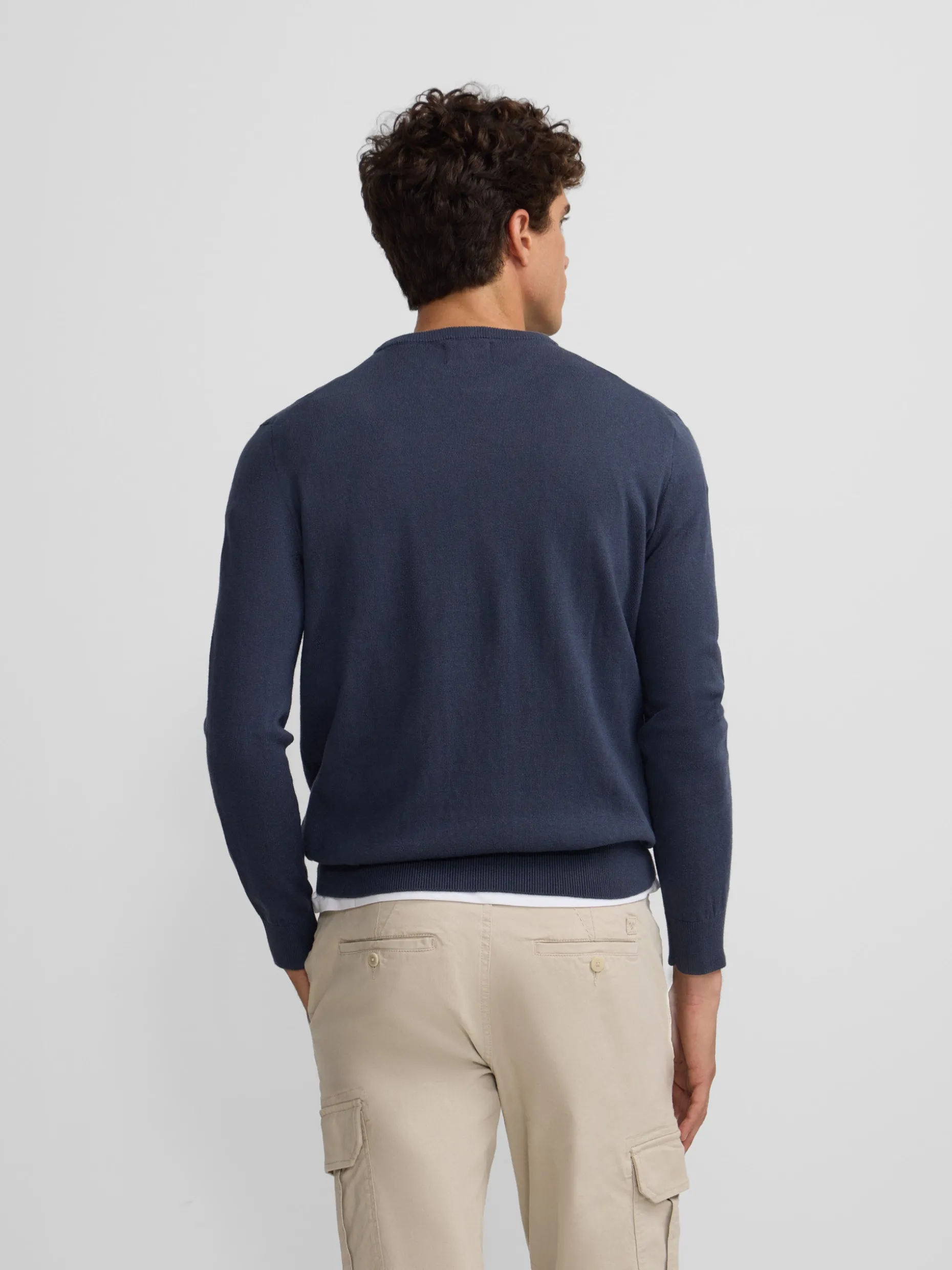 Jersey classic cuello redondo azul gris