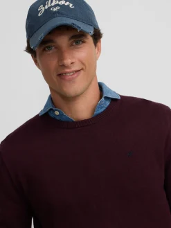 Jersey classic cuello redondo burdeos oscuro