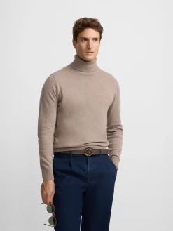 Jersey classic cuello vuelto marron claro