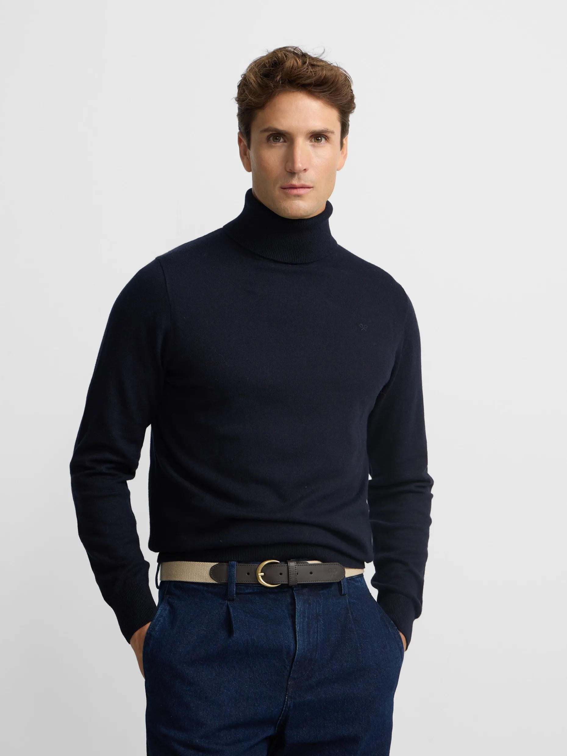 Jersey classic cuello vuelto azul marino
