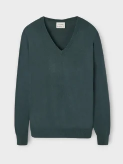 Jersey cuello pico retro verde oscuro