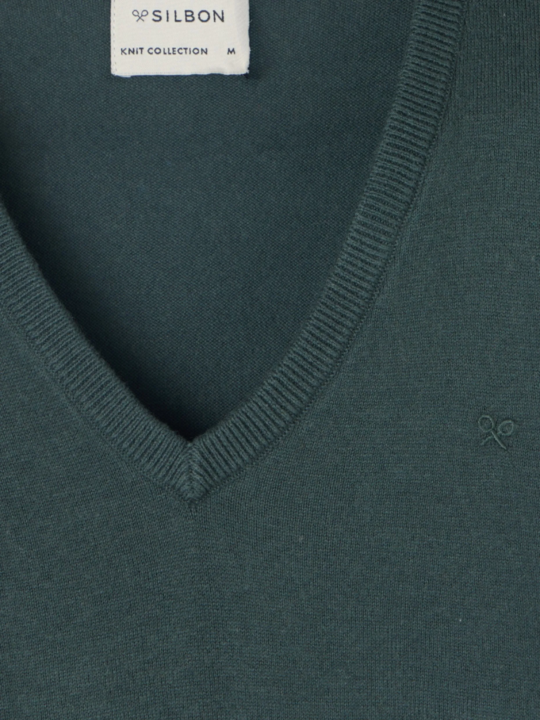 Jersey cuello pico retro verde oscuro