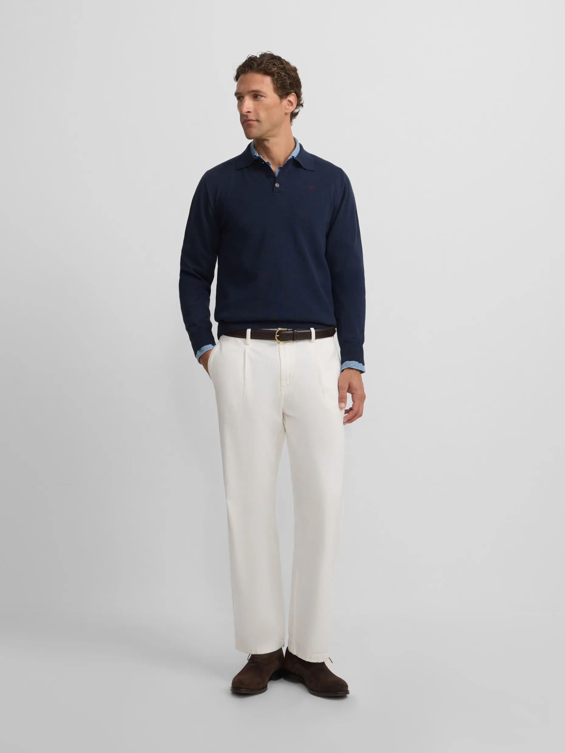 Jersey cuello polo azul marino
