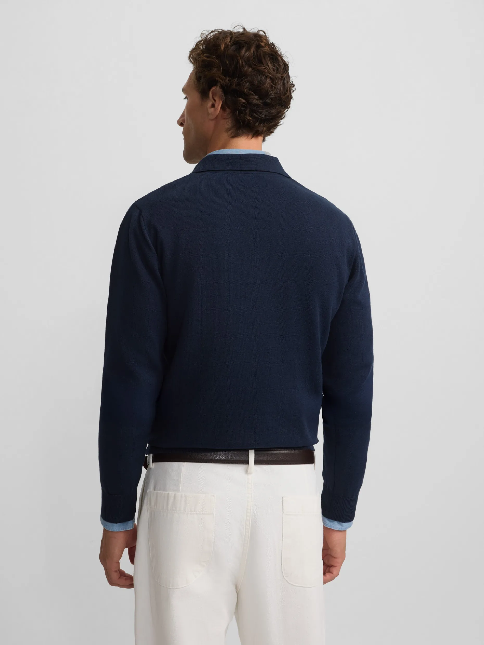 Jersey cuello polo azul marino