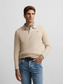 Jersey cuello polo beige