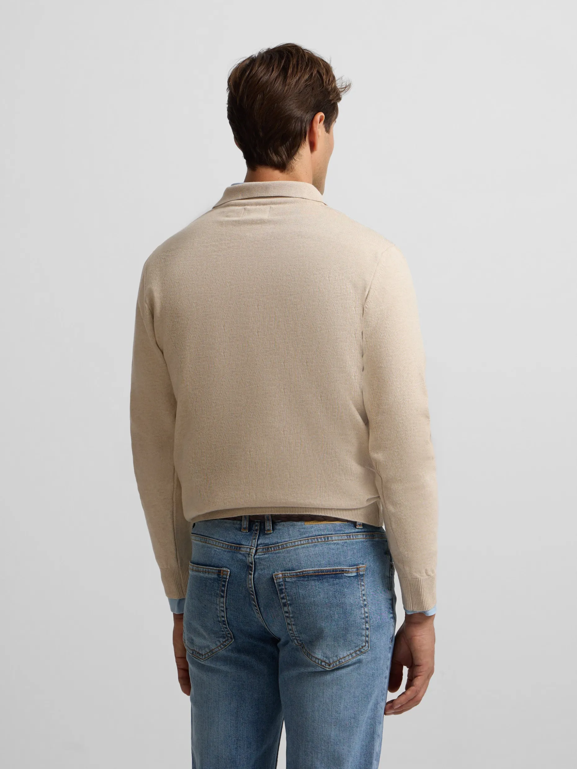 Jersey cuello polo beige