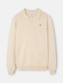 Jersey cuello polo beige