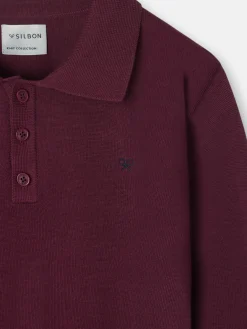 Jersey cuello polo burdeos