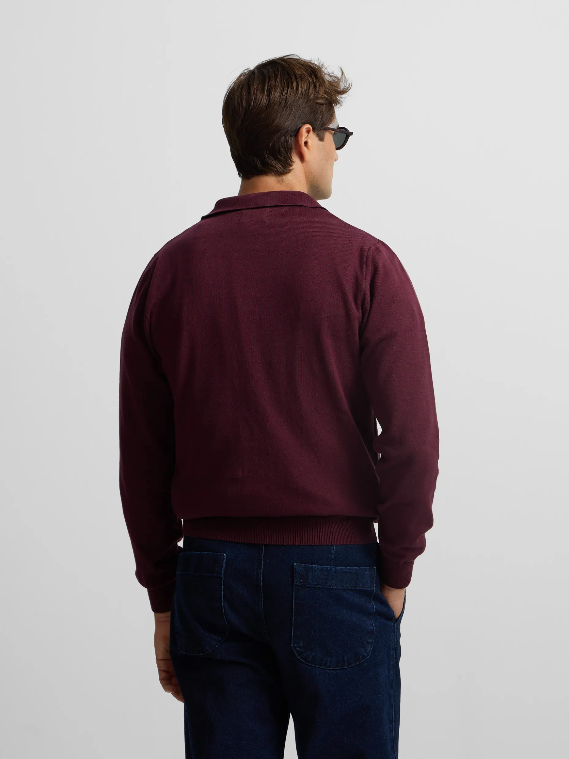 Jersey cuello polo burdeos