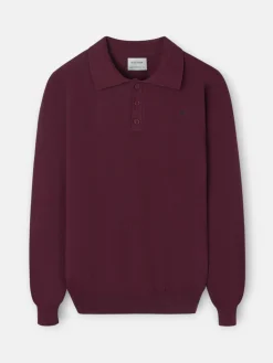 Jersey cuello polo burdeos