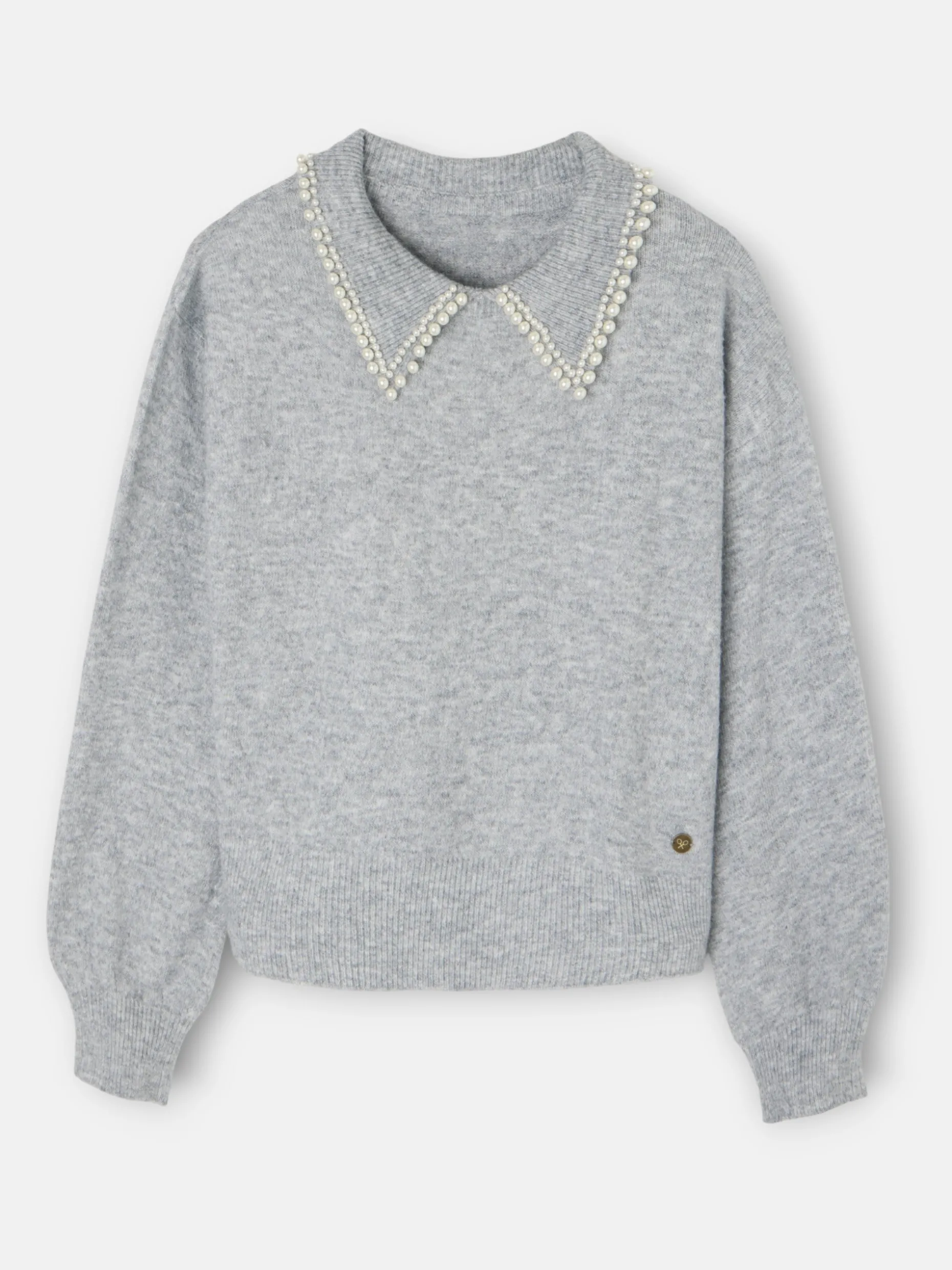 Jersey cuello polo gris
