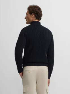 Jersey cuello vuelto de ochos azul marino